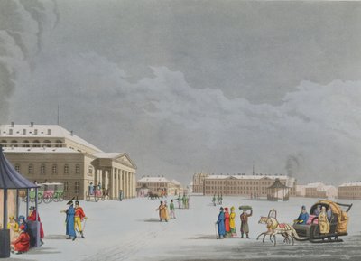 View of the Square and the Grand Theatre at St. Petersburg, illustration for March from 